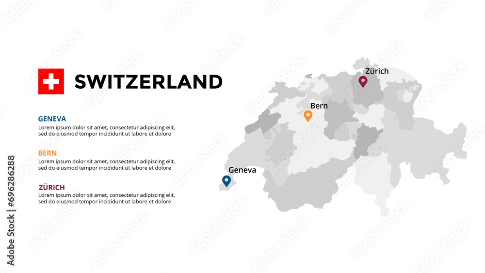 Switzerland Infographic maps for countries elements design for presentation, can be used for presentation, workflow layout, diagram, annual report, web design.