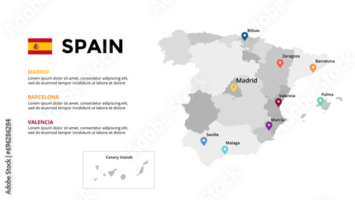 Spain Infographic maps for countries elements design for presentation  can be used for presentation  workflow layout  diagram  annual report  web design.