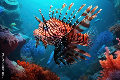Graceful Ocean lionfish. Marine coral tropical. Generate Ai