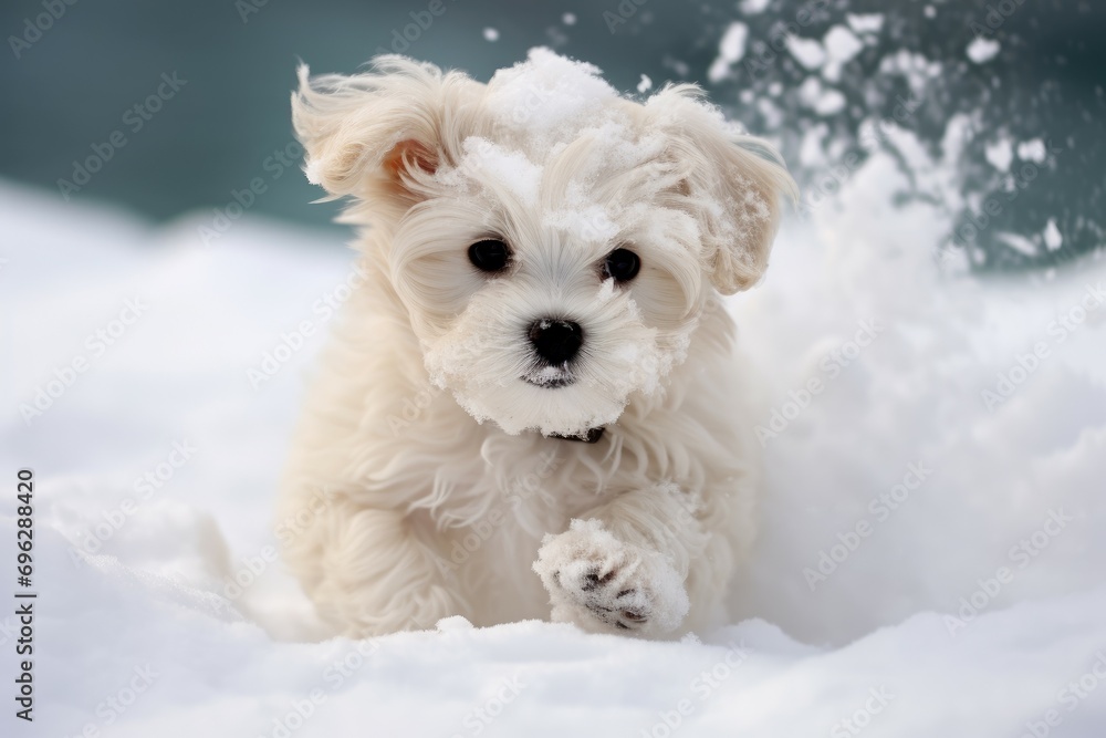 Practical Dog winter snow. Cute canine. Generate Ai Practical Dog winter snow. Cute canine. Generate Ai