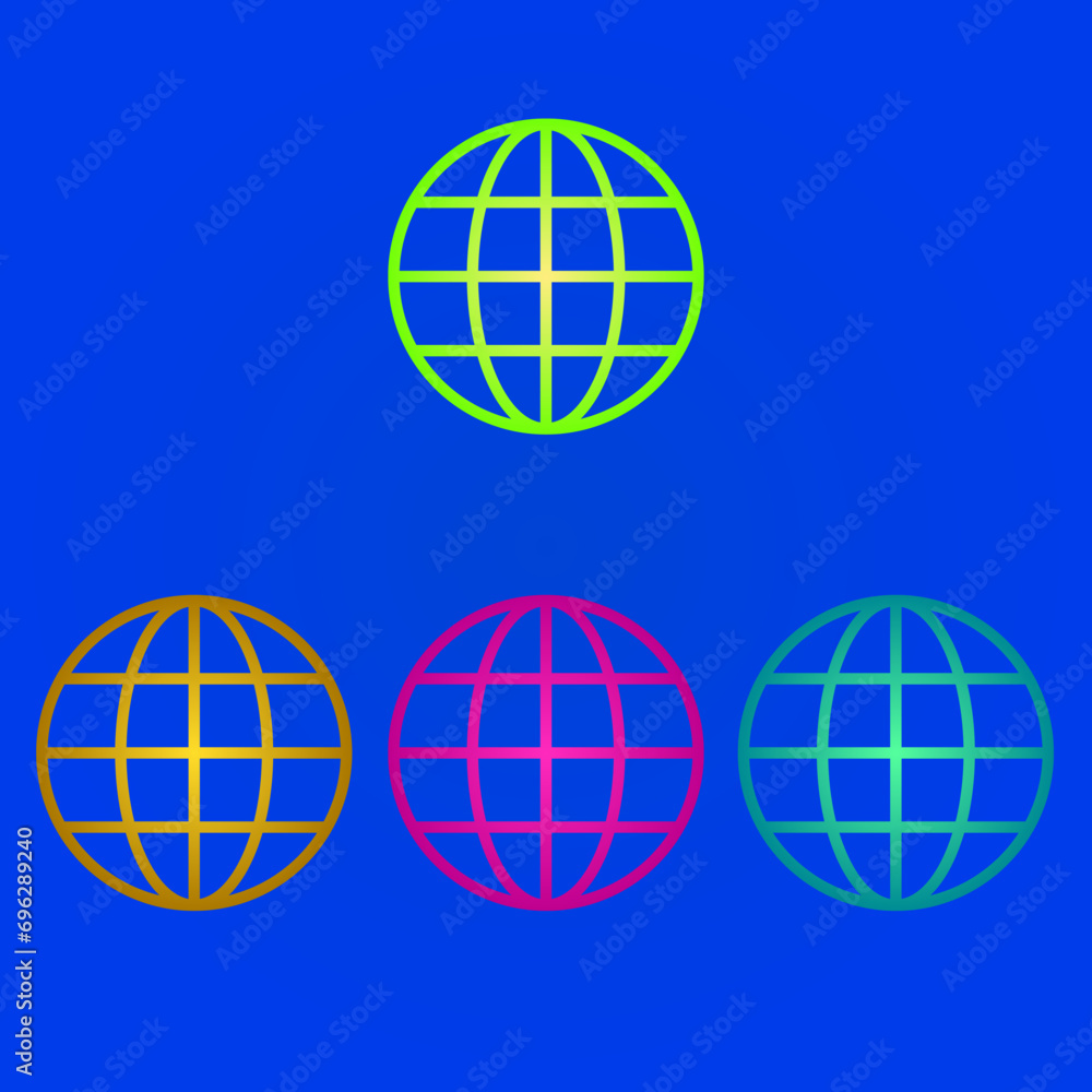 Globe icon flat on black background. Vector Illustration Globe icon flat on black background. Vector Illustration