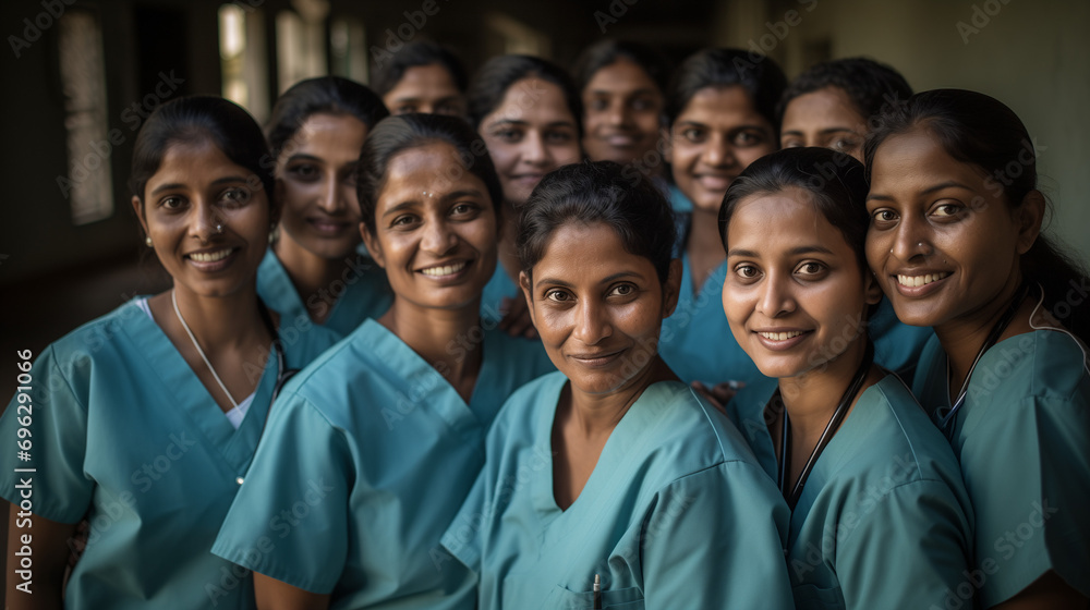 portrait of a group of Indian nurses. portrait of a group of Indian nurses.