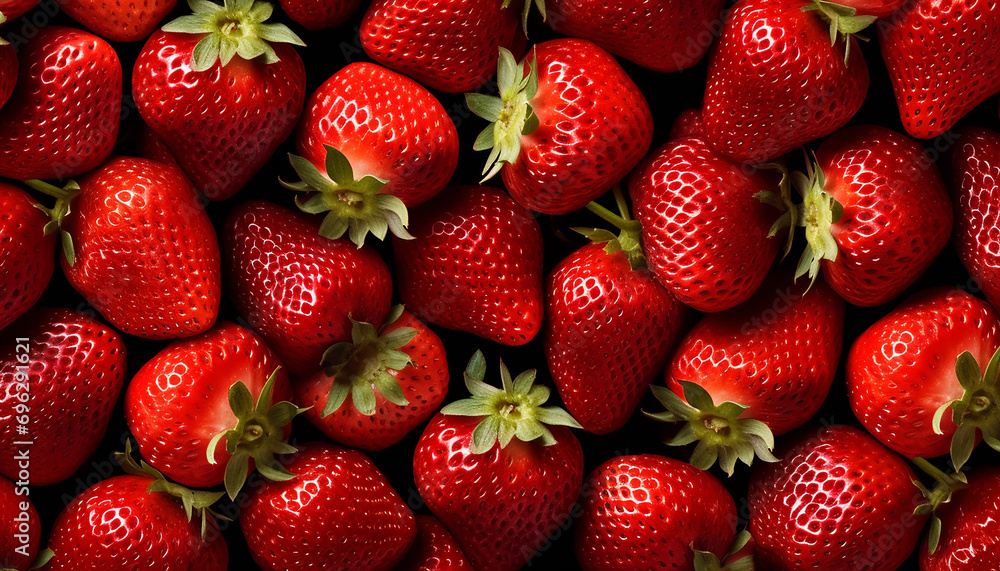 Lots of fresh strawberries swirl around a pile of fresh strawberries seamless background Lots of fresh strawberries swirl around a pile of fresh strawberries seamless background
