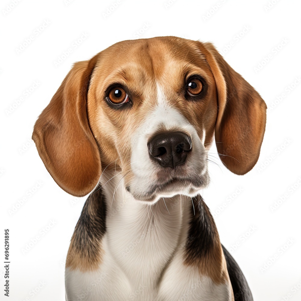 Beautiful adult  Beagle posing isolated on white background Generative AI