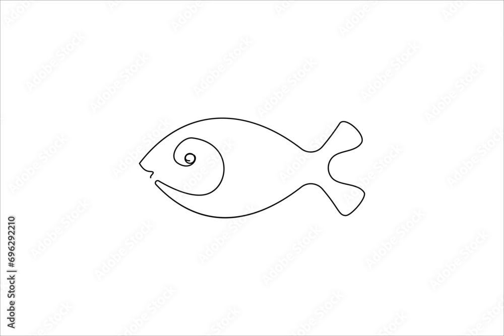 Continuous Line Fish Icon, Monoline Fishing Symbol, One Line Tuna Silhouette, Salmon Sign Continuous Line Fish Icon, Monoline Fishing Symbol, One Line Tuna Silhouette, Salmon Sign