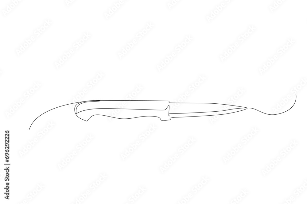 Continuous Line Knife Icon, Monoline Steel Kitchen Knife Symbol, One Line Silhouette, Endless Shape