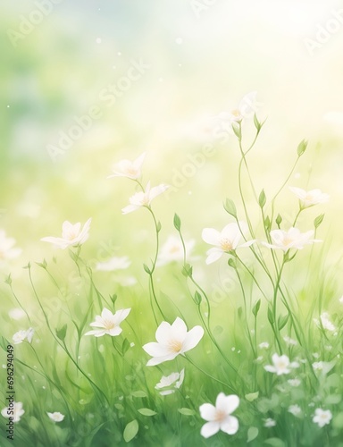 Close up green lush background. AI generated illustration