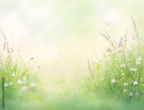 Close up green lush background. AI generated illustration © vector_master