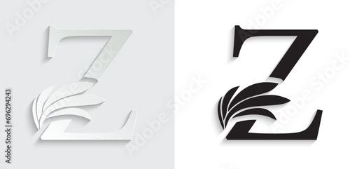 letter Z paper. flower  letters. Vintage ornament initial Alphabet. Logo vector 
