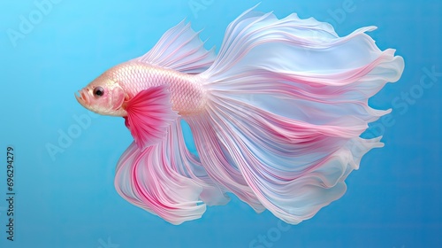 charming pink fish swimming on a blue background. Generative AI