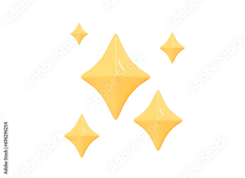 3D Gold star sparkle emoji. Cute shiny star shaped object. Magic element. Cartoon creative design icon isolated on white background. 3D Vector Illustration