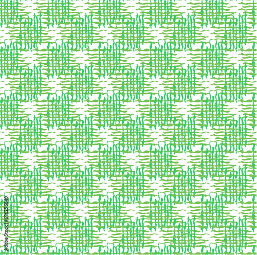 Forest green yellow background with squares wavy lines abstract seamless repeat pattern AOP. Wallpaper backdrop