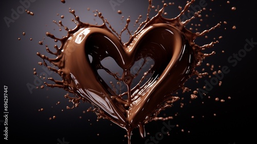 A chocolate heart with splash background photo