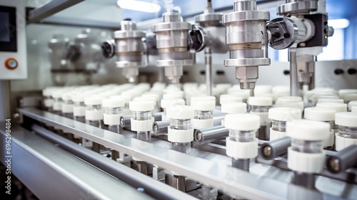 Intricate machinery in a pharmaceutical production facility operates with precision, contributing to the creation of medications, state-of-the-art equipment.
