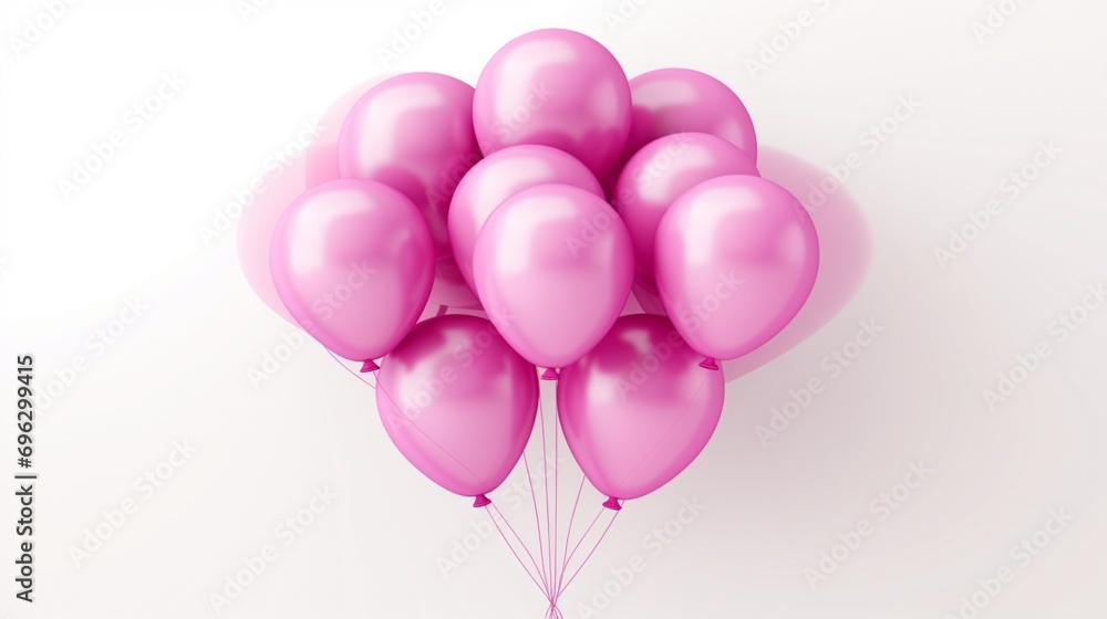 Elegant Pink Cluster: A vector illustration featuring a cluster of helium-filled pink balloons isolated on a pristine white background, creating an elegant and festive atmosphere