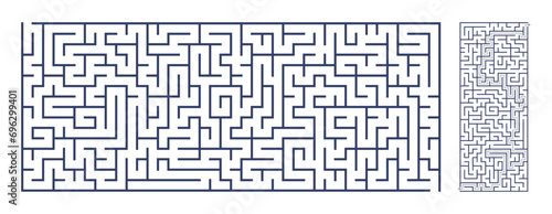 Rectangular maze game template. Maze puzzle with solutions