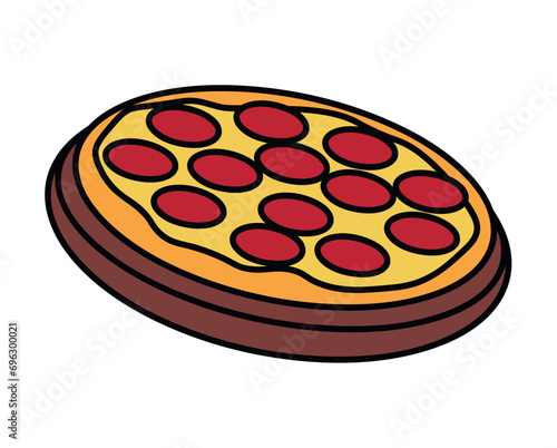 Product for dinner of food colorful set. This dinner-themed design highlight the appeal of meticulously pizza. The white canvas emphasizes their flawless presentation. Vector illustration.