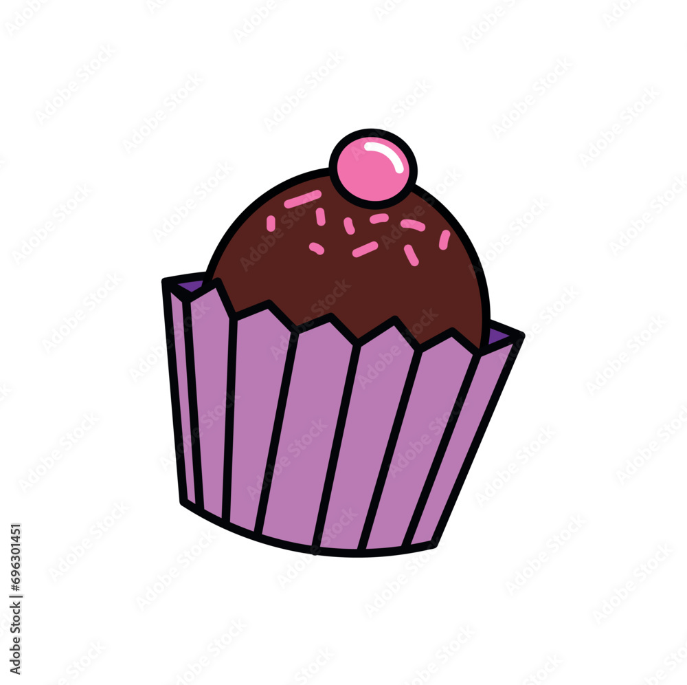 Chocolate of food colorful set. The sweet chocolate cup cake is elegantly presented against a white backdrop, creating a captivating design. Vector illustration. Chocolate of food colorful set. The sweet chocolate cup cake is elegantly presented against a white backdrop, creating a captivating design. Vector illustration.