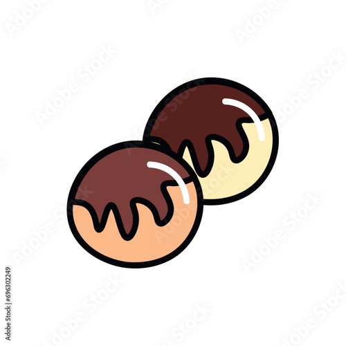 Chocolate of food colorful set. Irresistible charm of chocolate candies in this captivating artwork highlights the variety and richness of these sweet delights. Vector illustration.