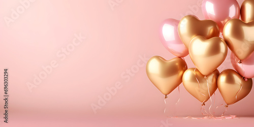 Wallpaper Mural Heart shaped balloons composition on a solid color background - Love design Torontodigital.ca