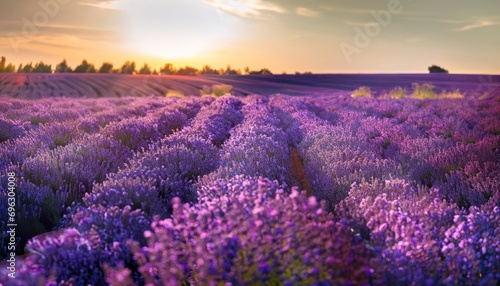Sunset over a violet-lavender field © ROKA Creative