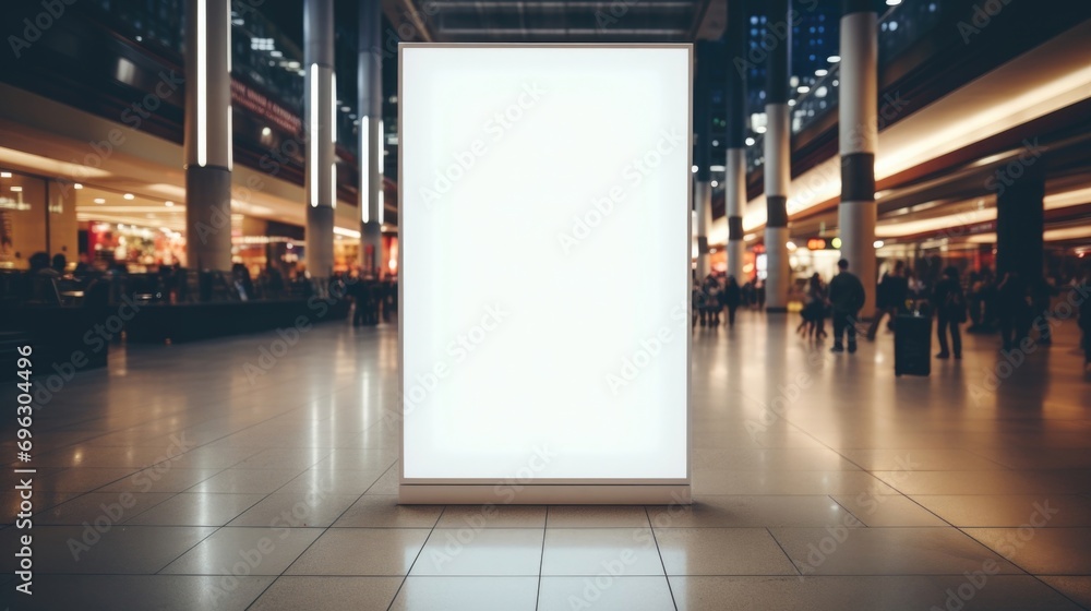 Mall Presence: Stand out in the shopping experience; a mockup billboard in a mall is your canvas for a striking and effective advertisement Mall Presence: Stand out in the shopping experience; a mockup billboard in a mall is your canvas for a striking and effective advertisement