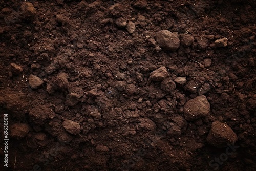 Close up exploration of nature captures raw beauty of ground beneath feet. Rich brown tones speak to essence of soil symbolizing fertility and potential for growth