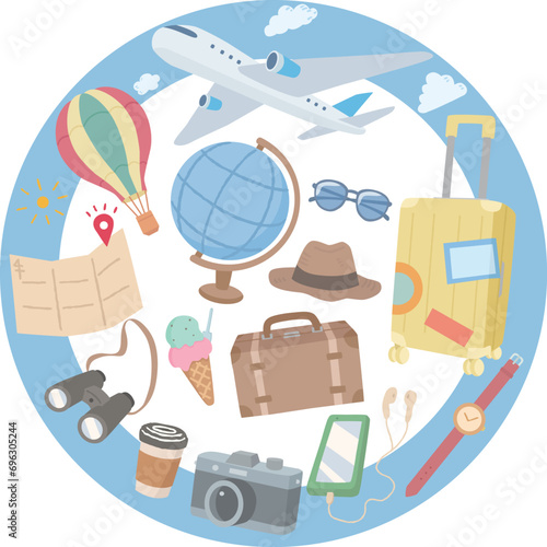旅行イメージイラスト　円形