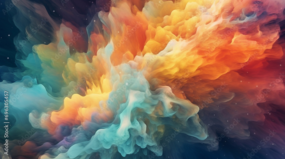 A swirling pattern of colorful smoke