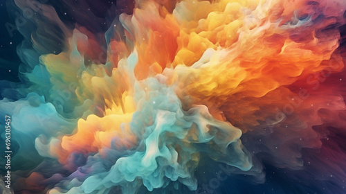 A swirling pattern of colorful smoke