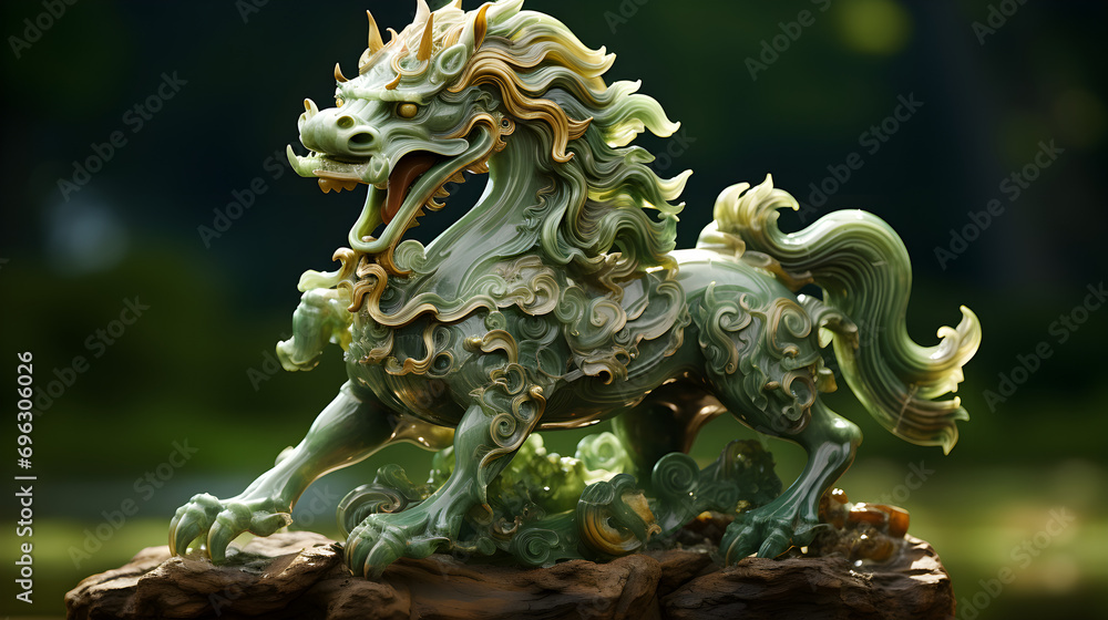Vibrant Green and Yellow Dragon Statue Vibrant Green and Yellow Dragon Statue