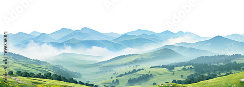 Picturesque landscape with majestic mountain peaks, cut out © Yeti Studio