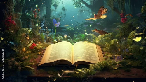 magic book in the forest photo