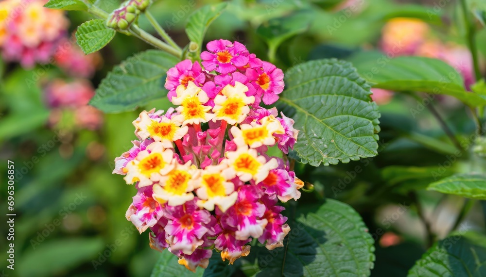 colorful lantana flowers on a dark background colorful lantana flowers on a dark background