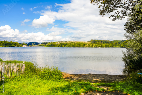 Nature at the Brucher Dam near Marienheide in North Rhine-Westphalia. View of the lake with the surrounding landscape.
 photo