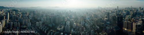 Aerial panoramic view of landscape in Guangzhou city, China