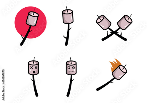 set and collection of marshmallow and stick logo vector illustration design