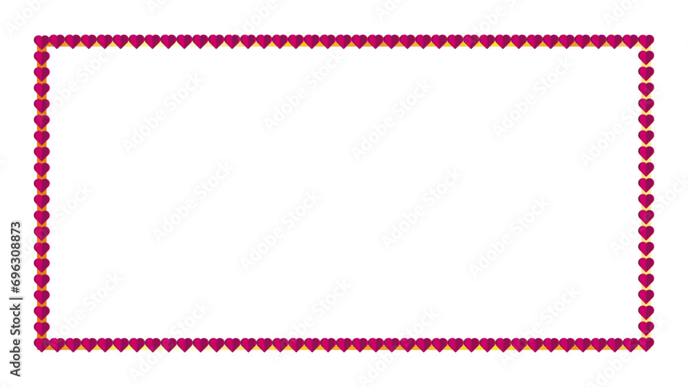 Pink Hearts frame border. Romantic love background Concept.