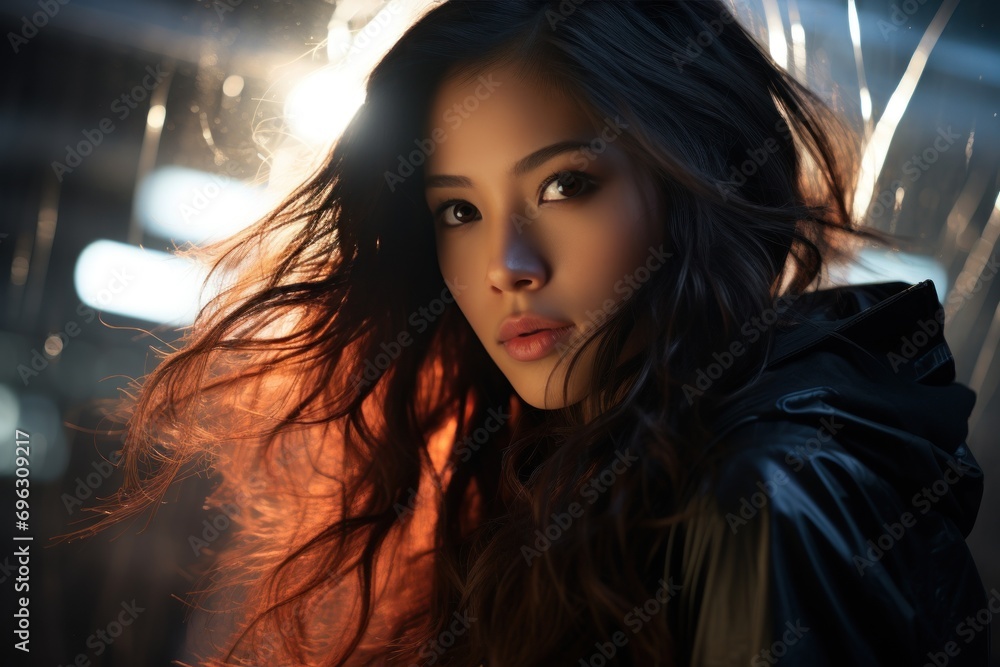 A beautiful Asian teenage girl Fashion style of beautiful Asian girl with sunlight and shadow on her face in bright morning light. A beautiful Asian teenage girl Fashion style of beautiful Asian girl with sunlight and shadow on her face in bright morning light.