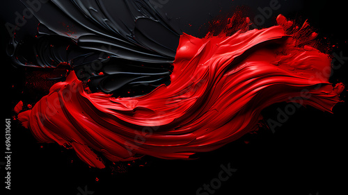 black and red paint brush strokes on a solid black background photo