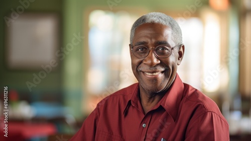 Portrait of african american senior man in a nursing home  photo