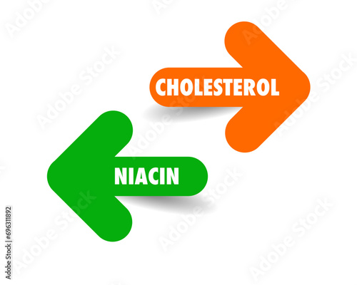 Cholesterol and niacin. Cholesterol reduction and cardiovascular and heart health. photo