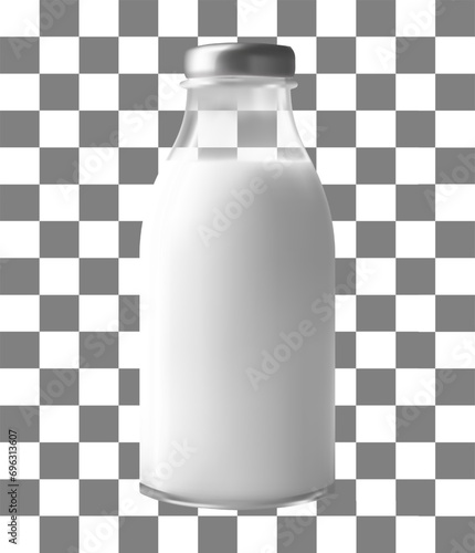 Milk bottle isolated on transparent background. Realistic vector illustration.
