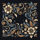 Damask graphic elements. Oriental floral ornament. Baroque and royal vicDamask graphic elements. Oriental floral ornament. Baroque and royal victorian trendy designs. For seamless patterns, wrapping, 