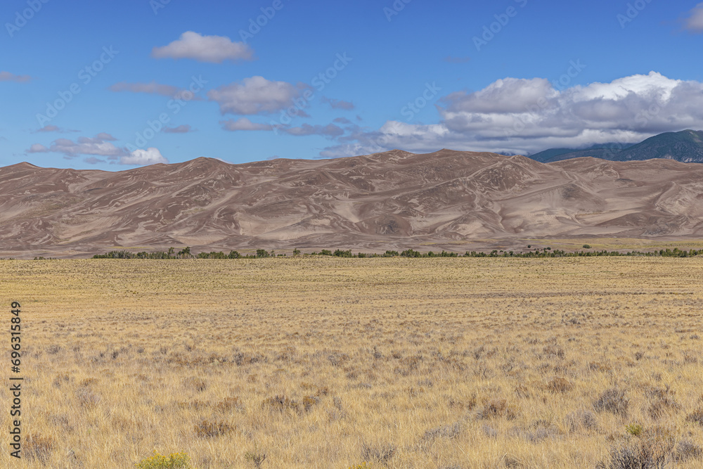 View of the Great Sand Dunes seen from the access road