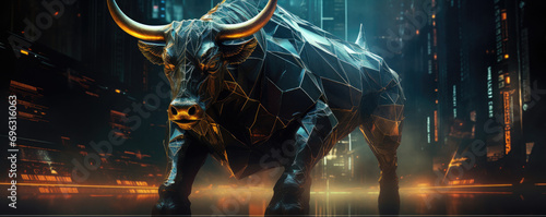 Finance bull market design. Bulls bussiness investment background. photo