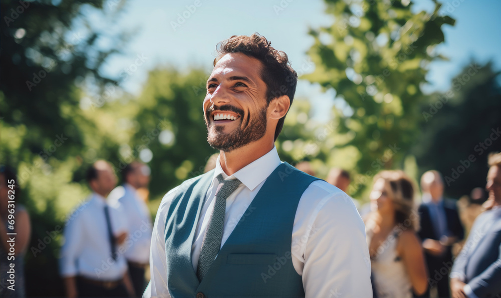 Happy groom after wedding day at green park. Husband lifestyle happyness Happy groom after wedding day at green park. Husband lifestyle happyness