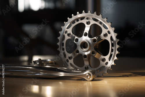 MTB bicycle accessories and parts. Close up view. Generative AI photo