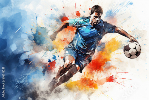 Watercolor background inspired by sports, creating a visually dynamic and vibrant image