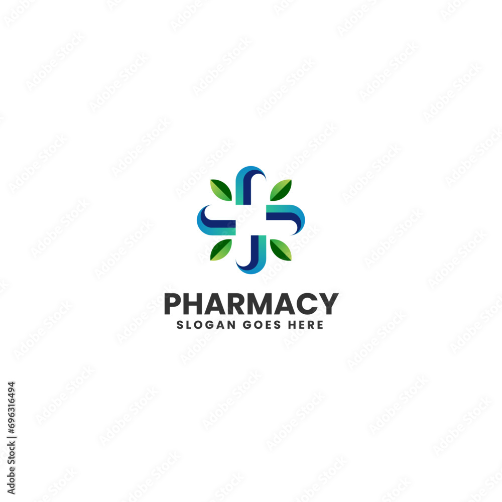 Obraz premium Vector Logo Illustration Pharmacy Gradient Colorful Style